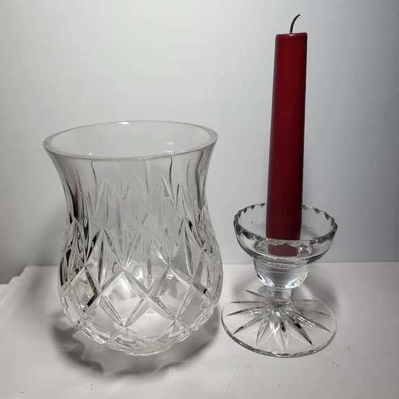Illusions By Samobor Vintage, 2-piece Hand-Blown Crystal Hurricane Candle Holder - Picture 5 of 10